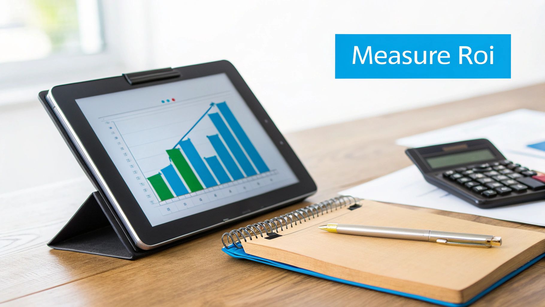 A person using a calculator to figure out property management ROI