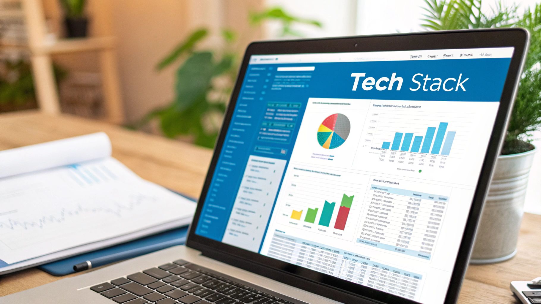 A person managing multiple property listings on a large digital interface, symbolizing an advertising tech stack.