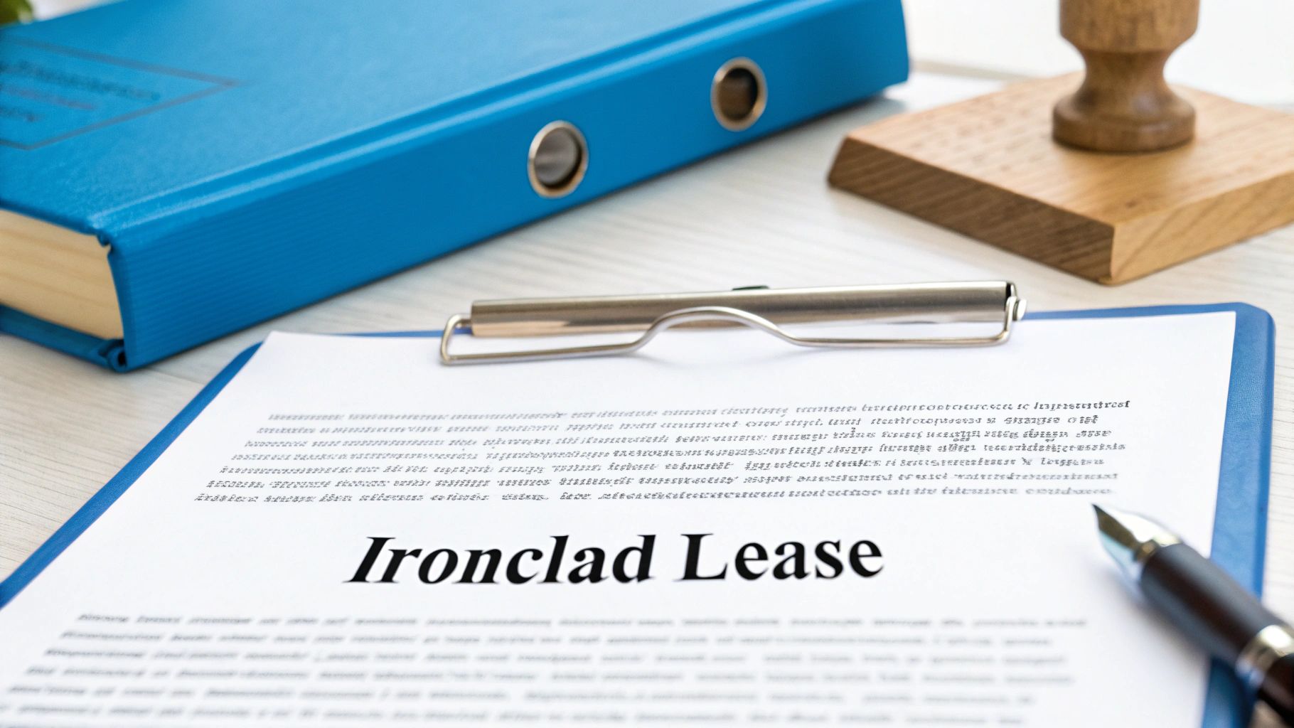 A person signing a lease agreement document with a pen.