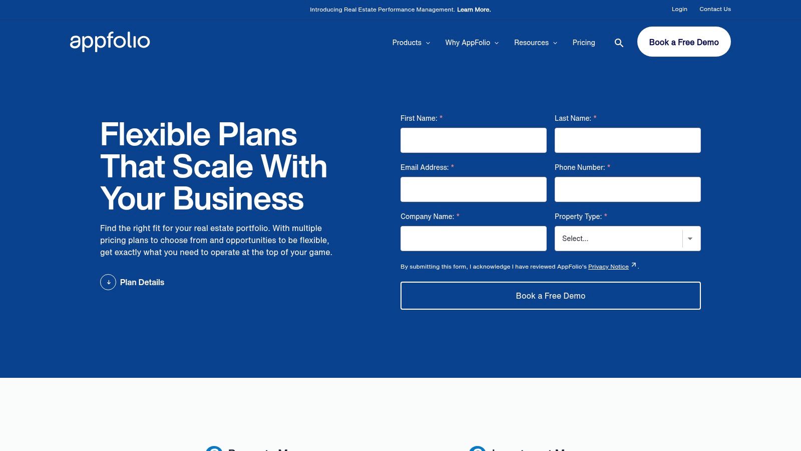 AppFolio Property Manager demo form