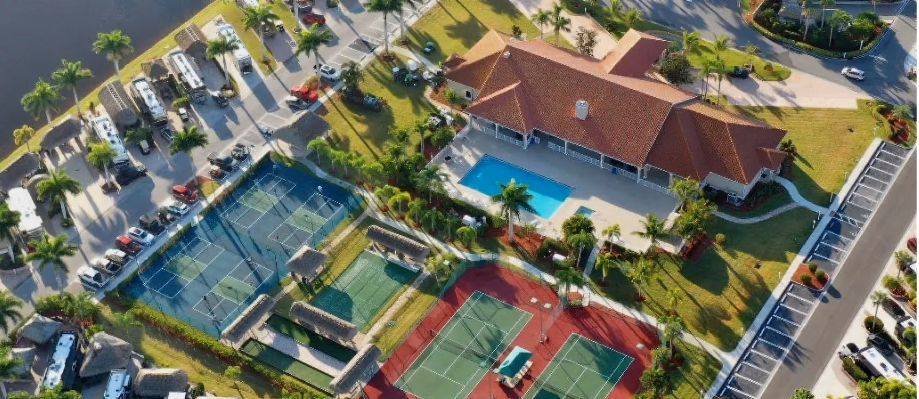 Aerial view of Motorcoach Resort St. Lucie West in Port St. Lucie, FL