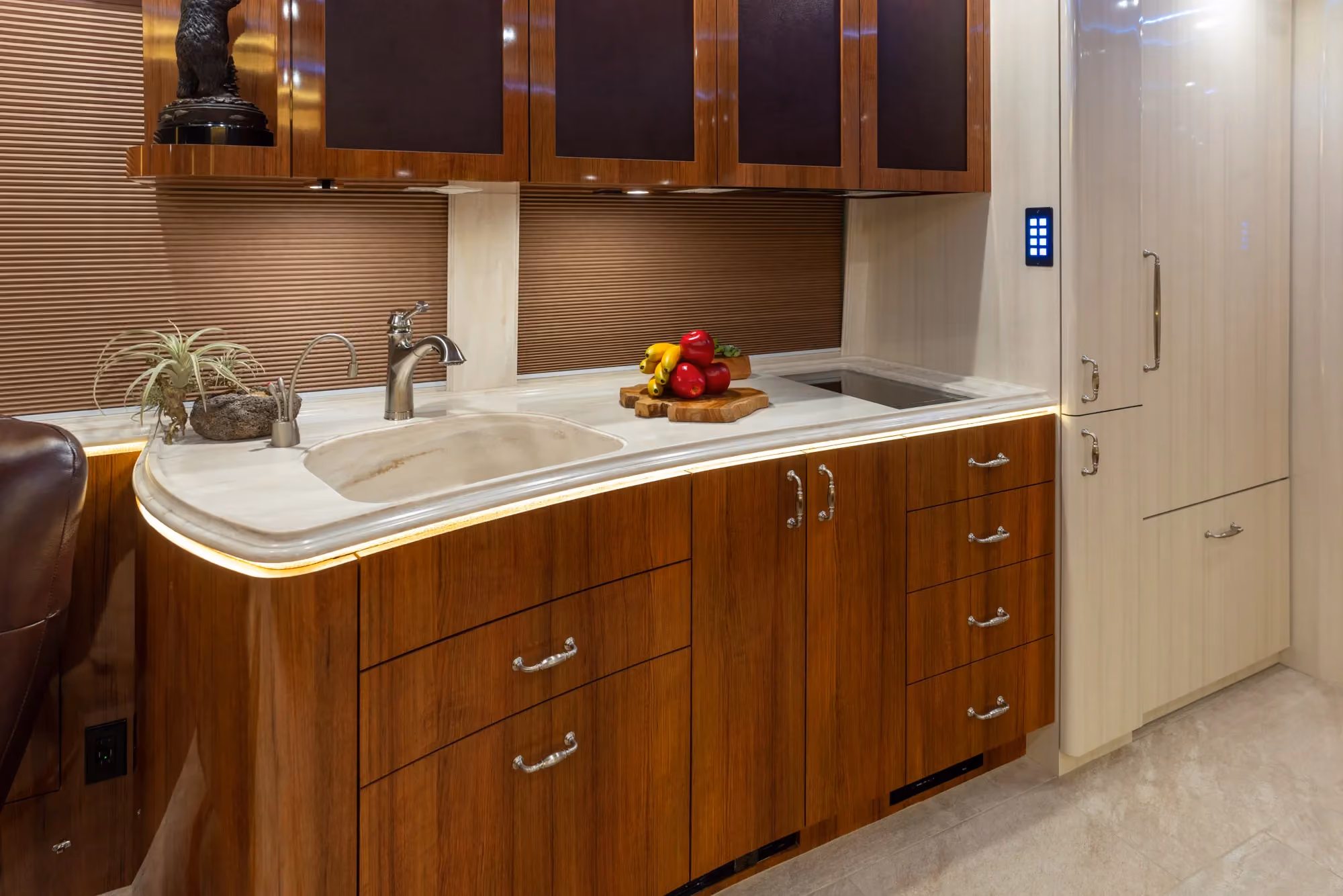 Interior galley kitchen of Marathon Coach 1325