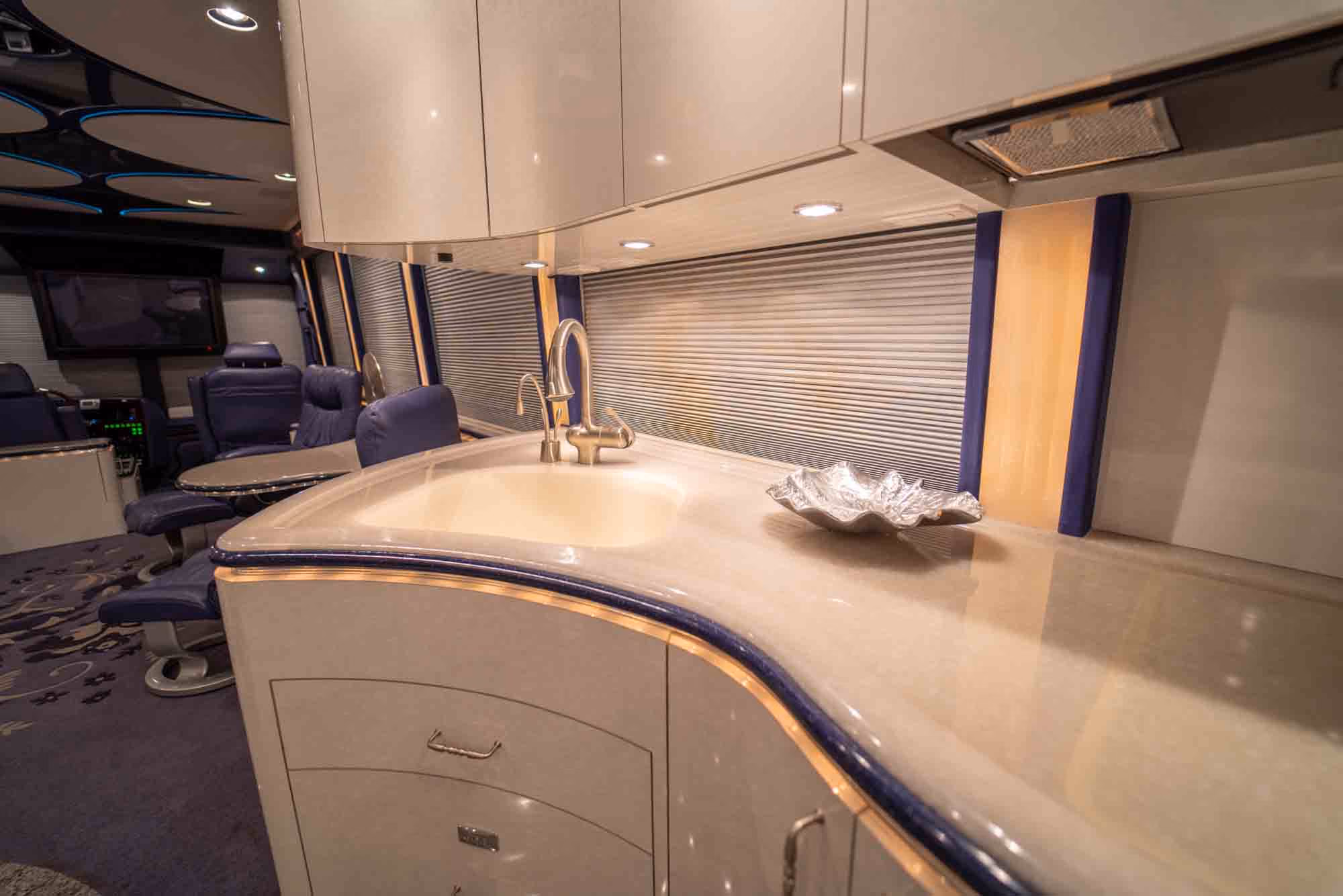 Interior rear bedroom suite of Marathon Coach 1038