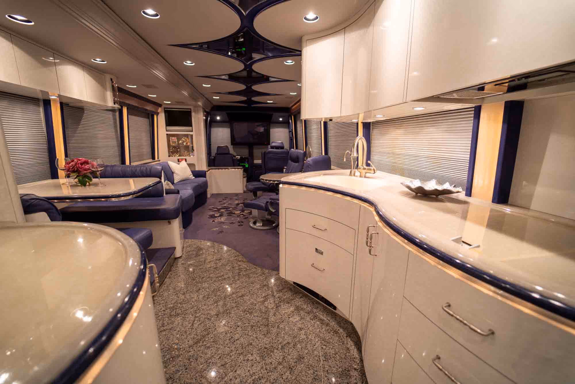 Interior bathroom area of Marathon Coach 1038