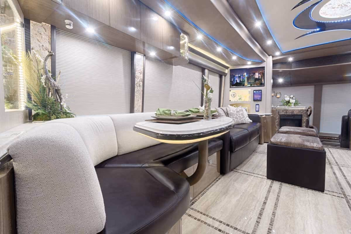 Interior bathroom vanity and sink close-up in Marathon Coach 1245