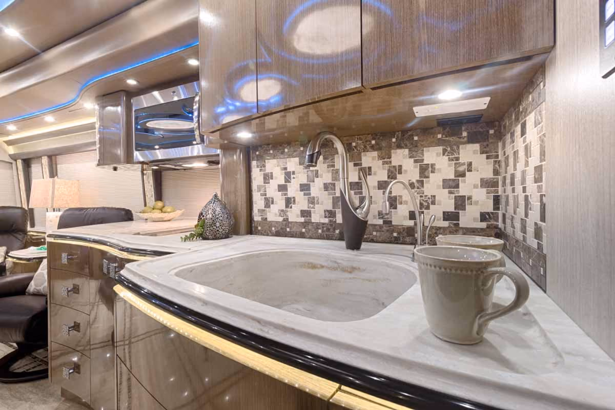 Interior finish and trim detail in Marathon Coach 1245