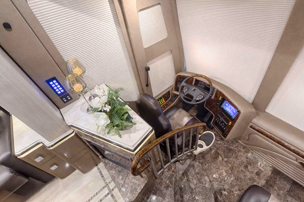 Interior trim and finish close-up in Marathon Coach 1245