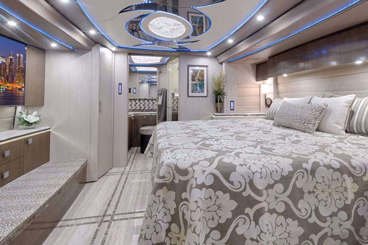 Interior bathroom area of Marathon Coach 1245