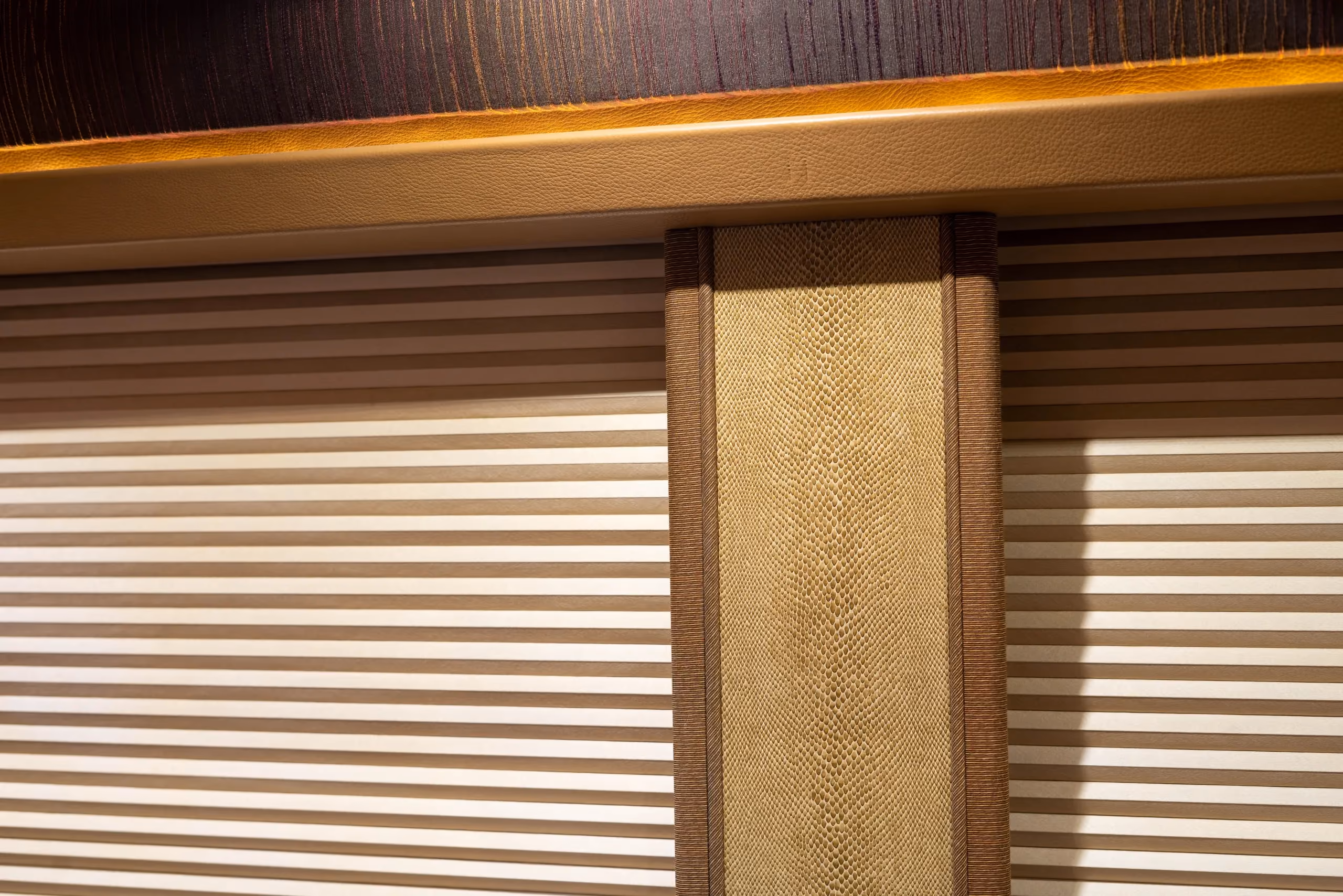 Interior window treatment detail in Marathon Coach 1176