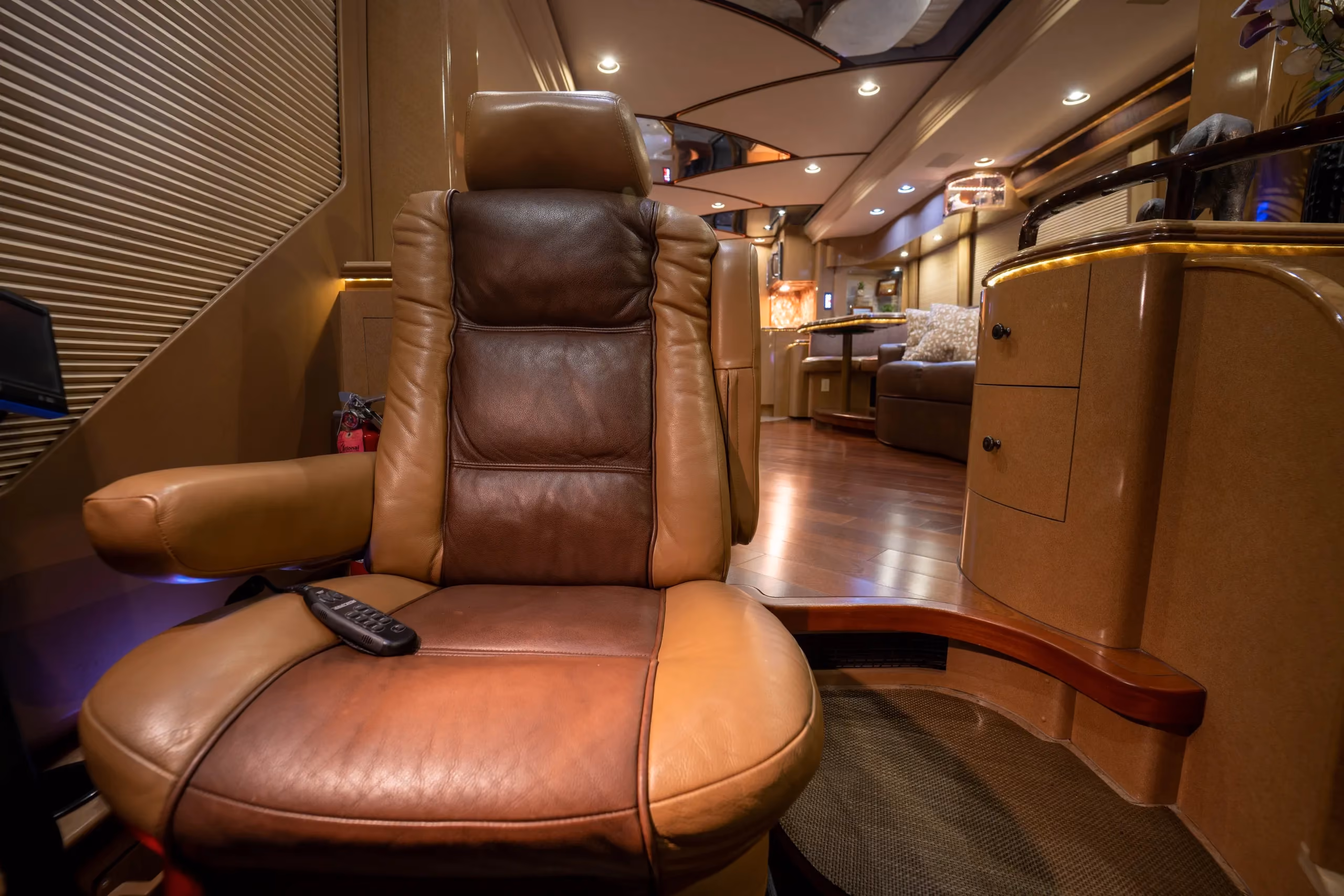 Interior storage close-up in Marathon Coach 1176