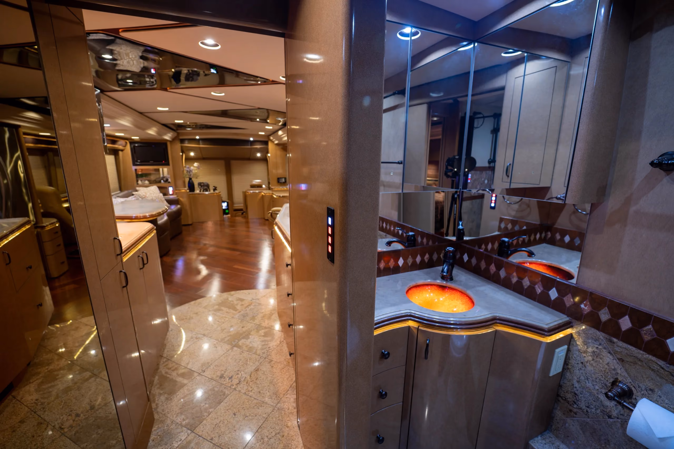 Interior living space of Marathon Coach 1176