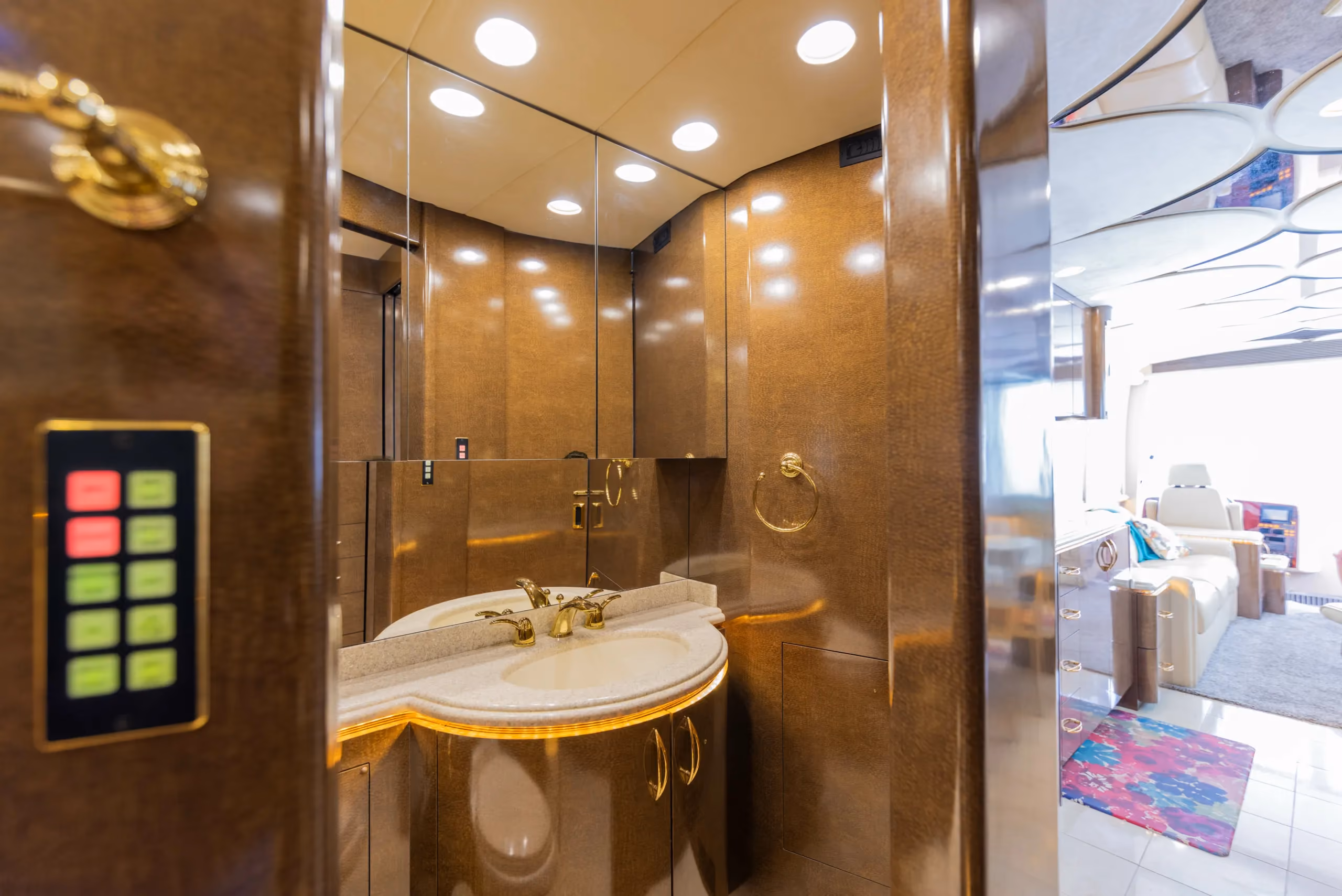 Interior living space of Marathon Coach 0727