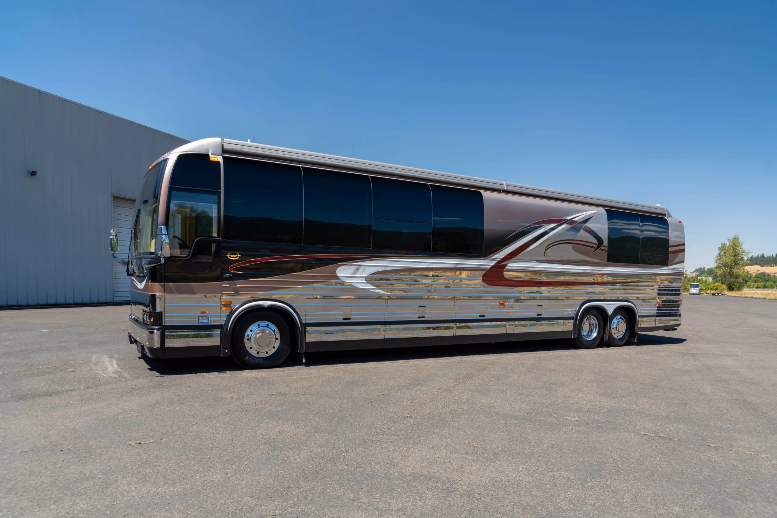 Exterior of 2001 Marathon Coach 0713 on Prevost XLV-45 chassis