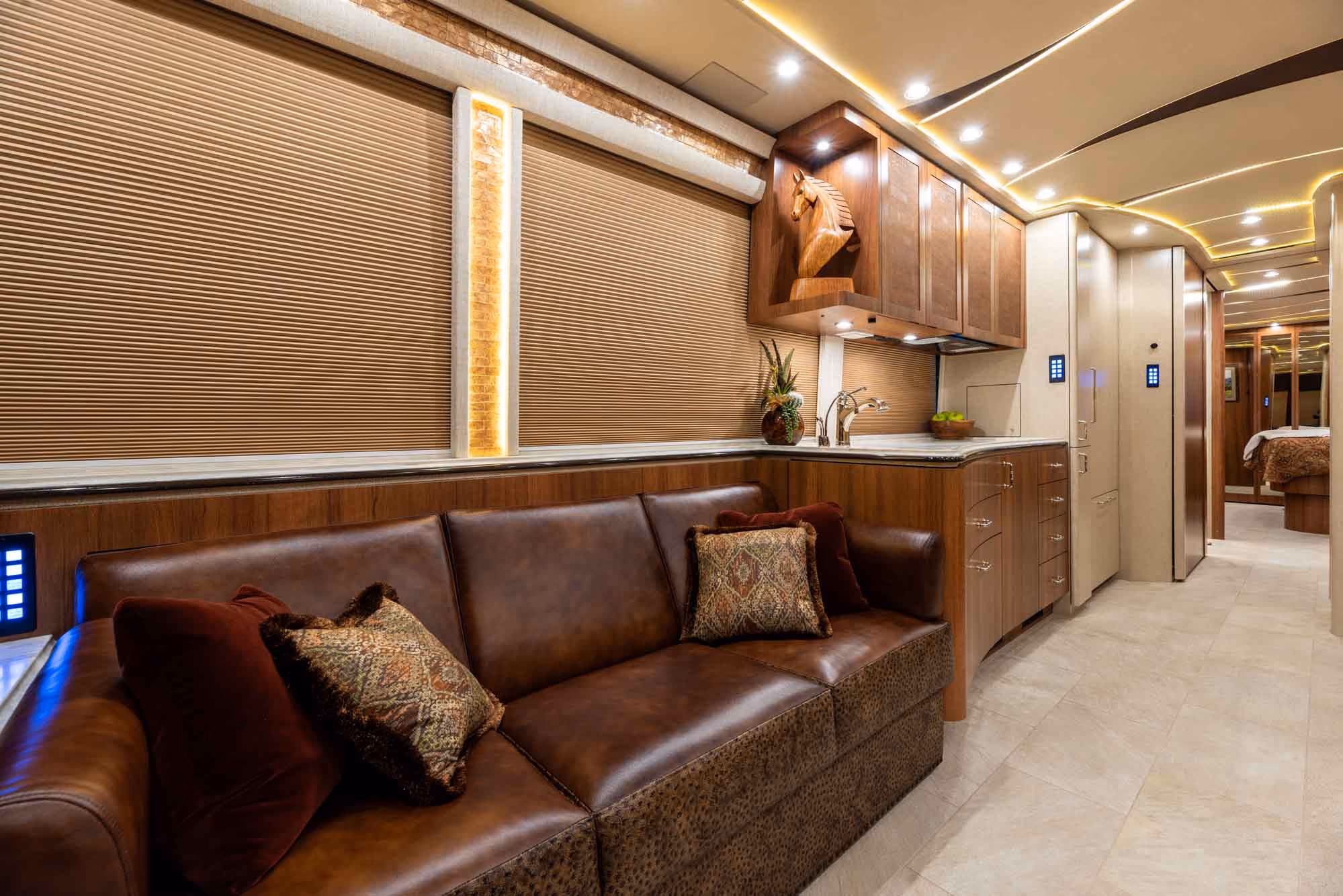 Interior living area of Marathon Coach 1350 with double-slide layout