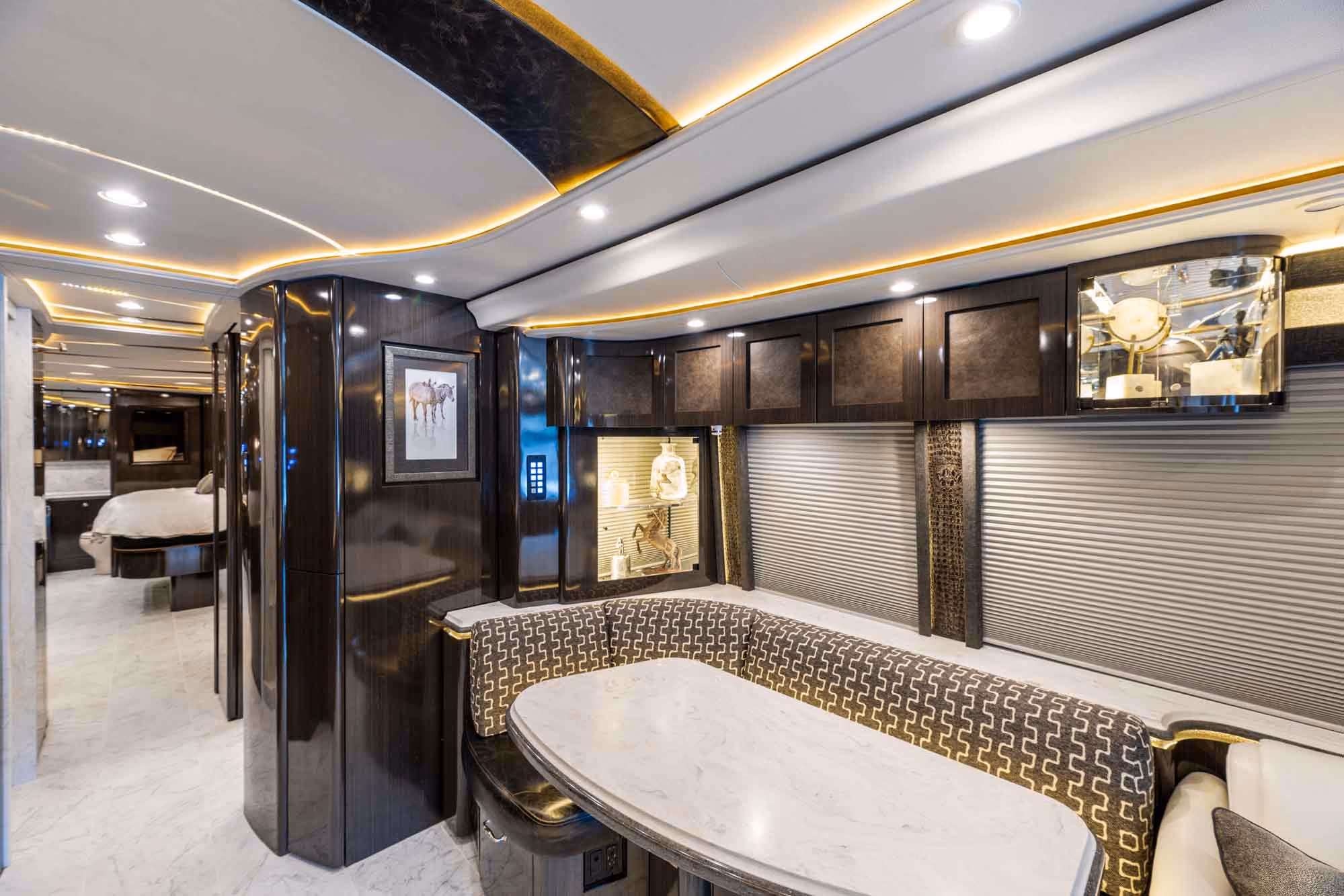 Interior dining area of Marathon Coach 1321