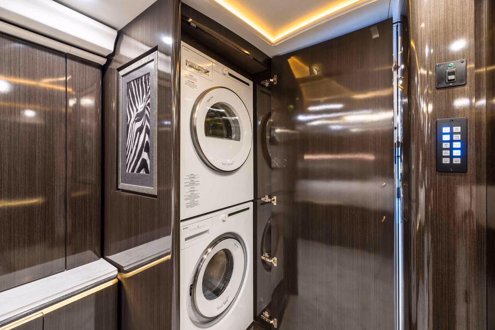 Interior shower area with Carrara tile in Marathon Coach 1321