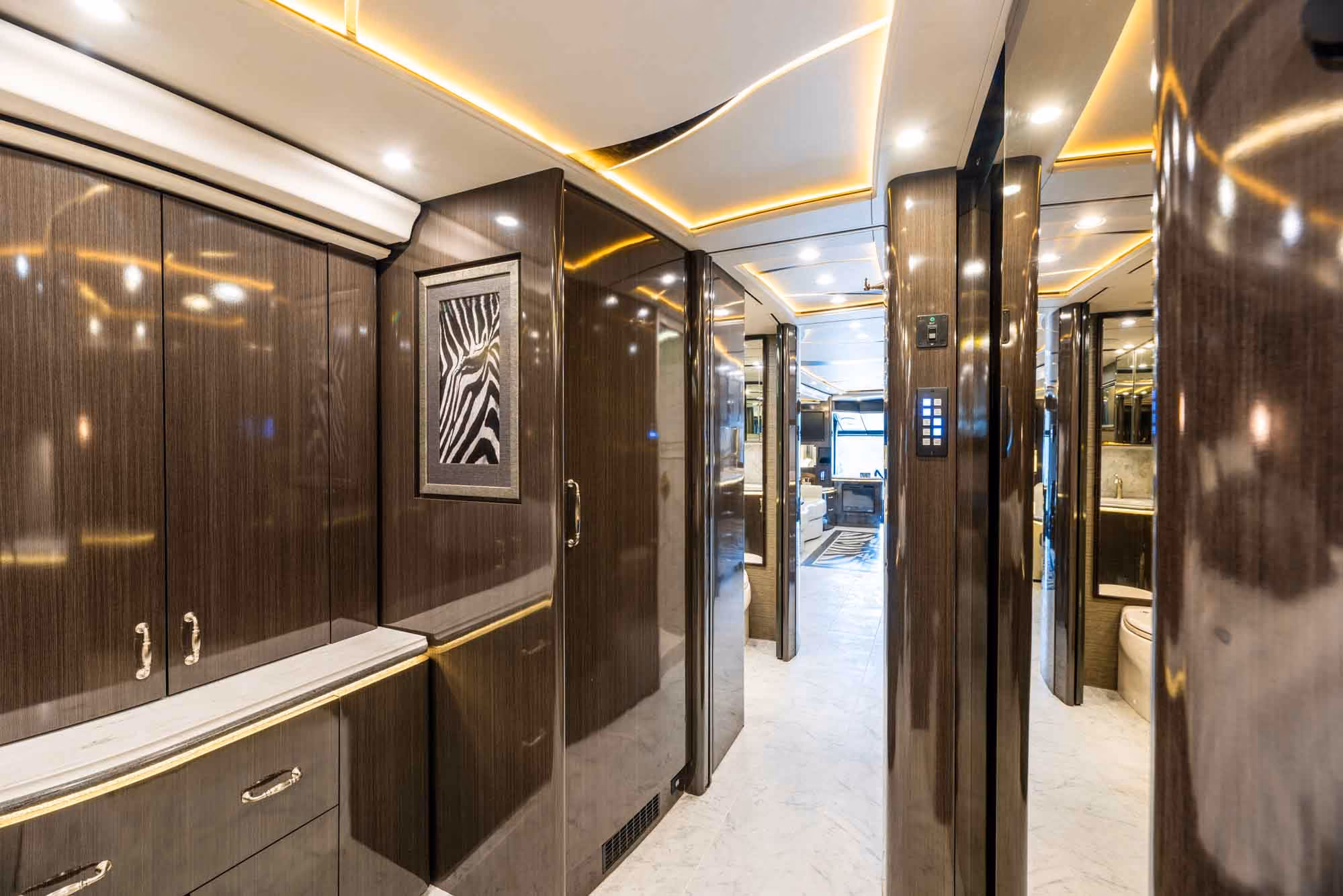 Interior closet and wardrobe in Marathon Coach 1321