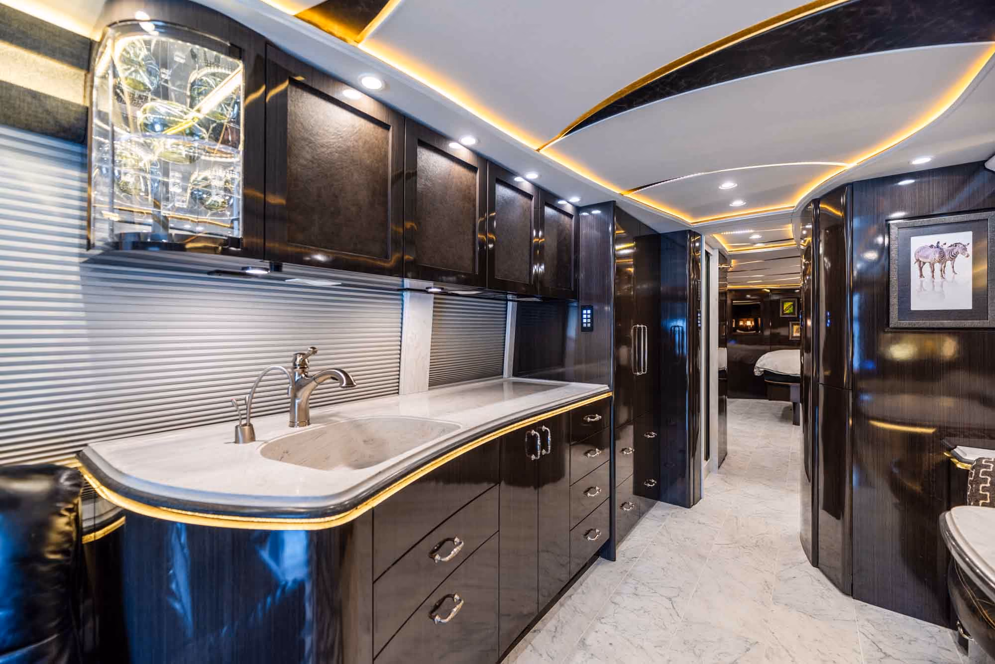 Interior bathroom vanity close-up in Marathon Coach 1321