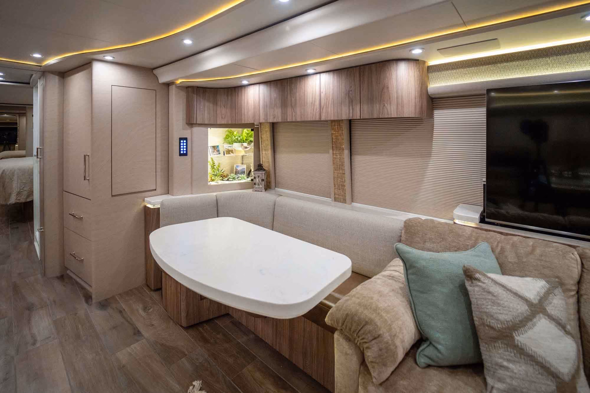 Interior galley kitchen of Marathon Coach 1287