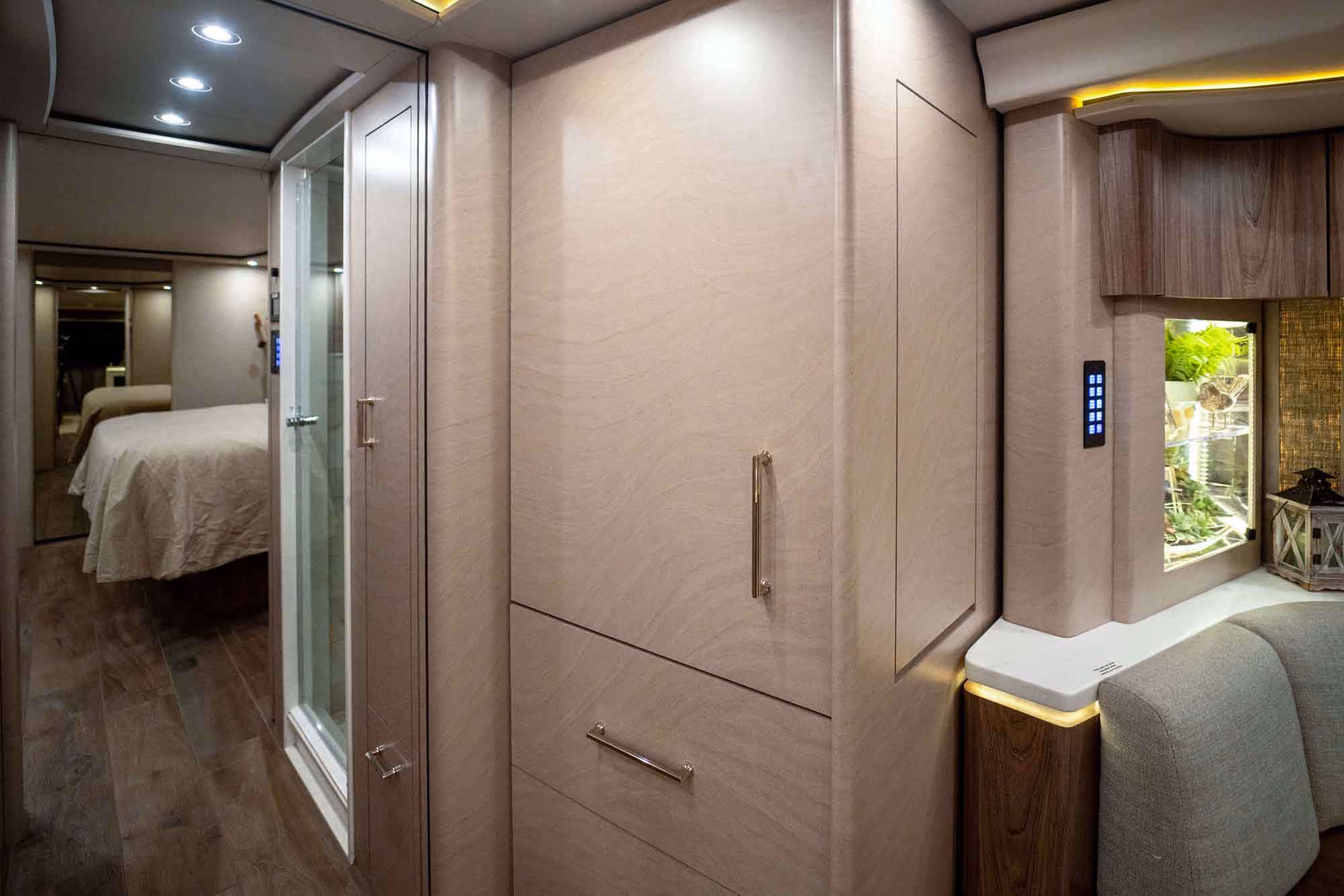Interior bathroom area of Marathon Coach 1287
