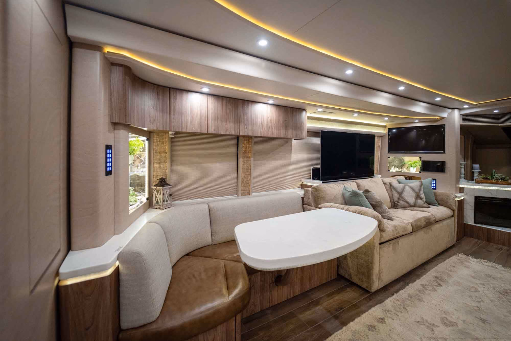 Interior upholstery and material close-up in Marathon Coach 1287