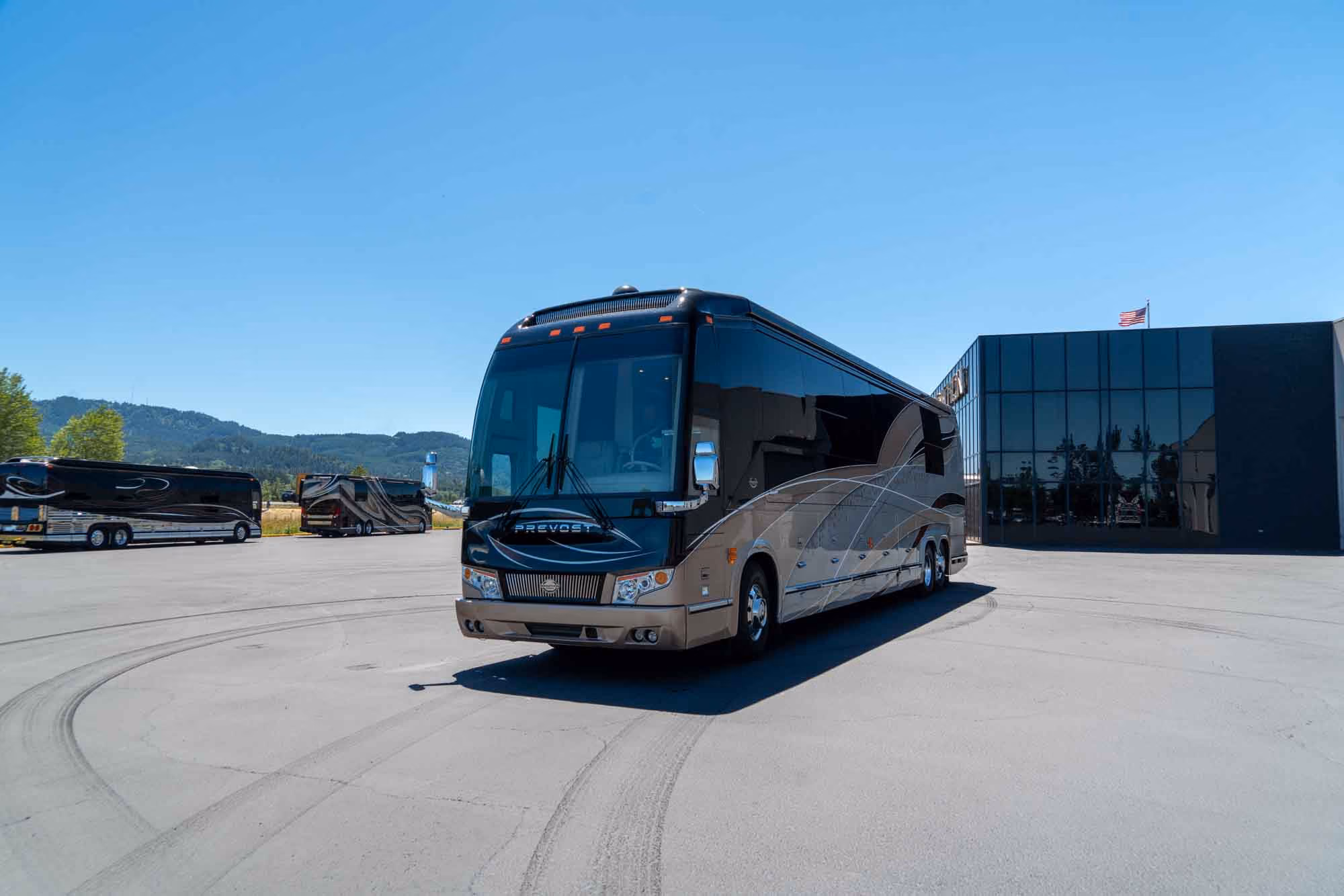 Interior craftsmanship and material detail in 2019 Marathon Coach 1287