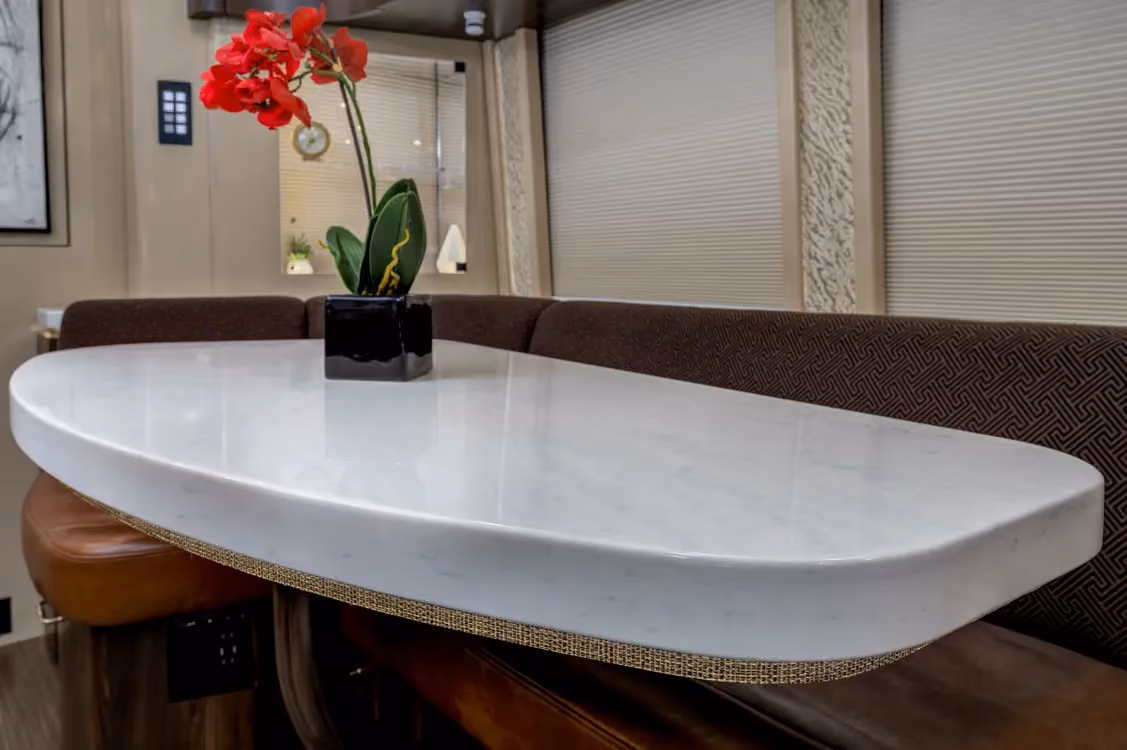 Interior heated floor detail of Marathon Coach 1258