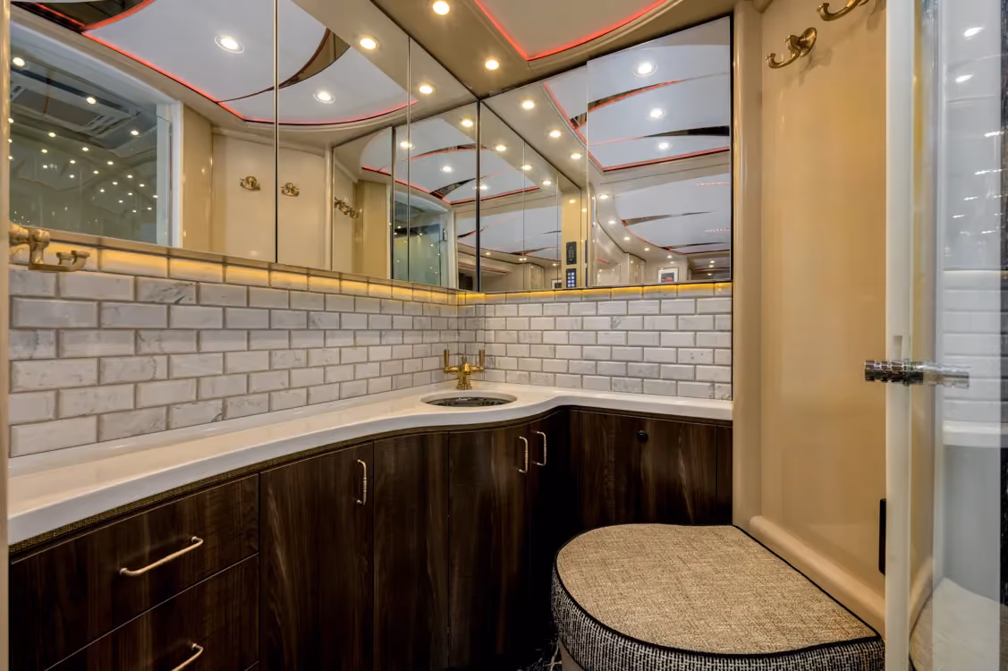 Interior closet and wardrobe in Marathon Coach 1258