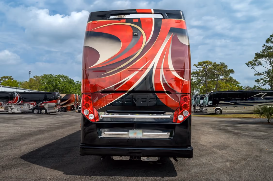 Interior custom countertop edge treatment close-up in Marathon Coach 1258