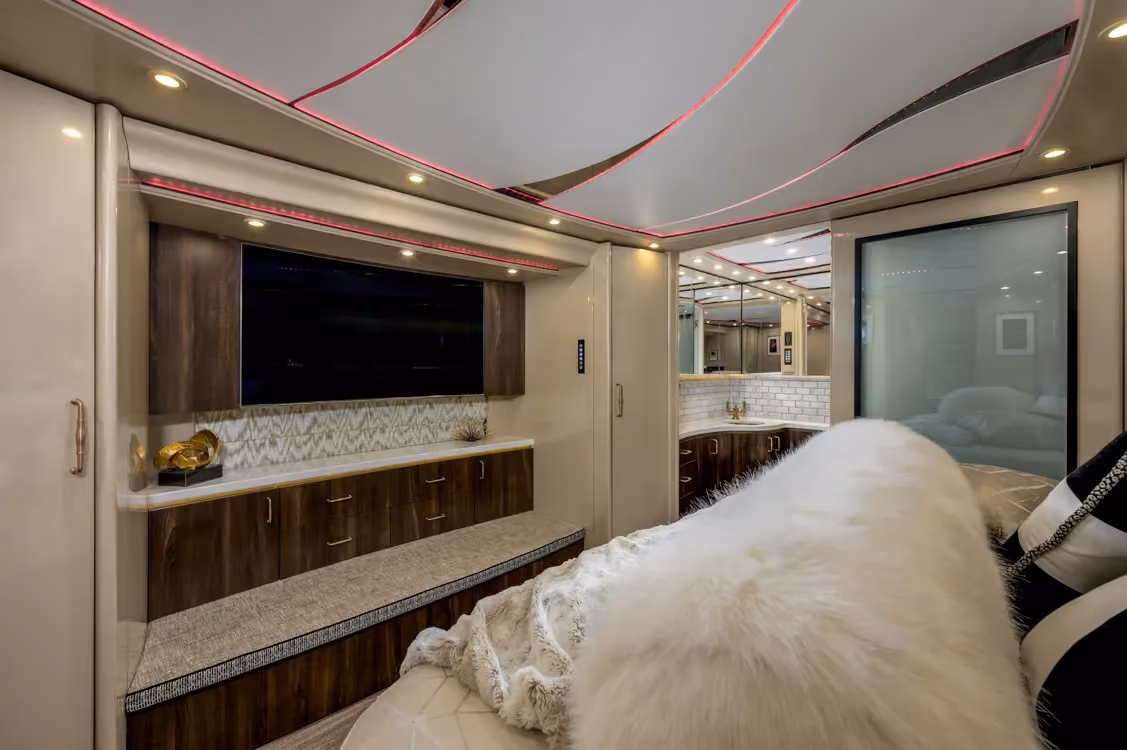 Interior shower area of Marathon Coach 1258