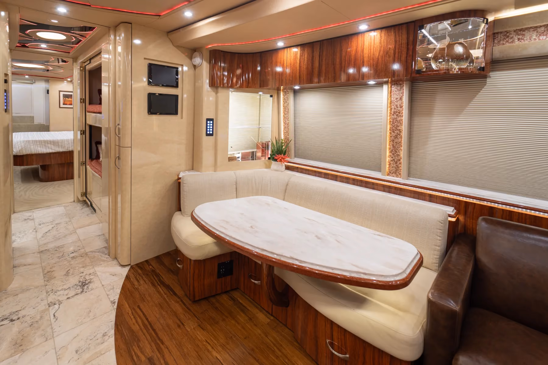 Interior galley kitchen of Marathon Coach 1225