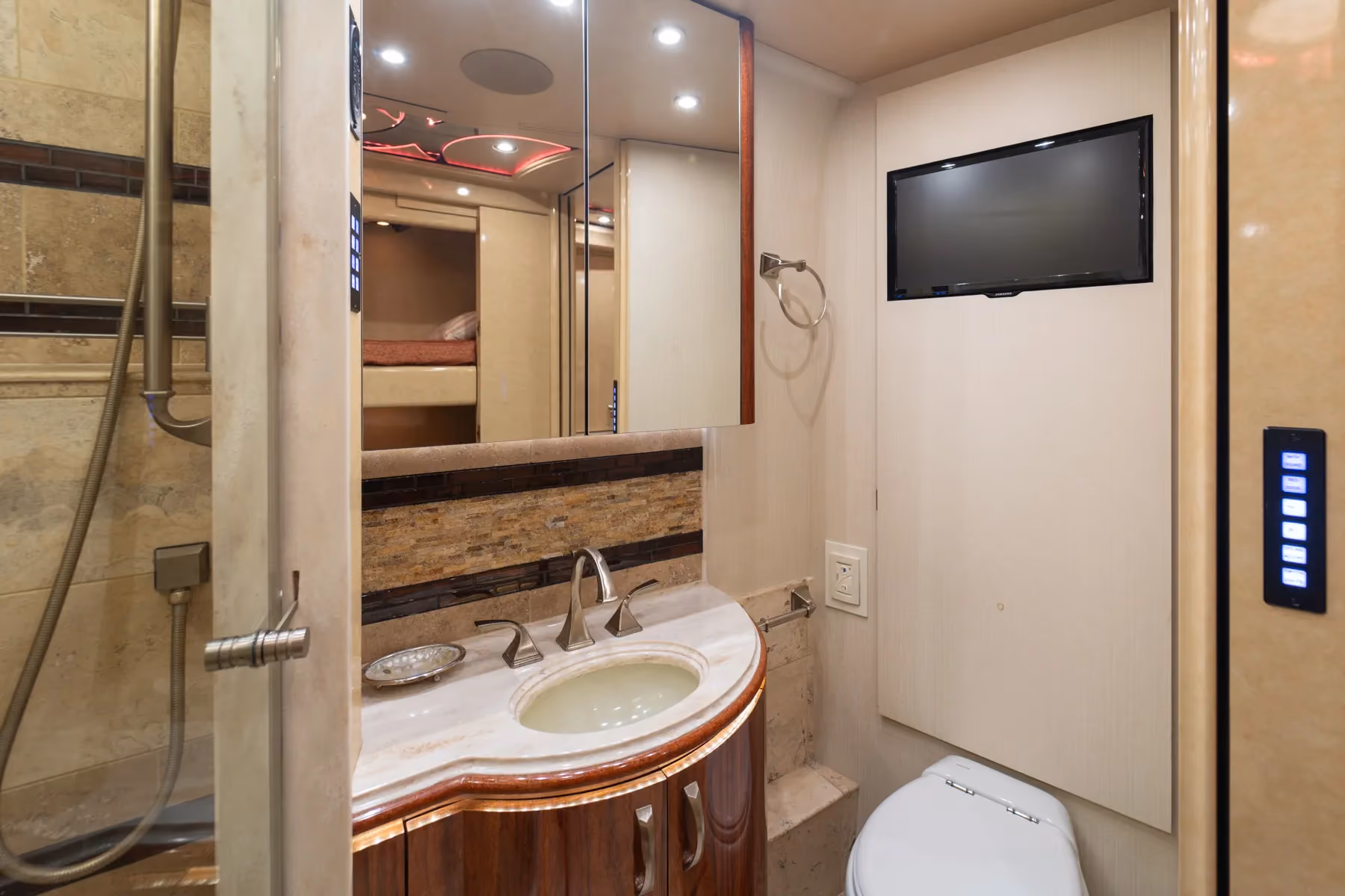 Interior dining area of Marathon Coach 1225