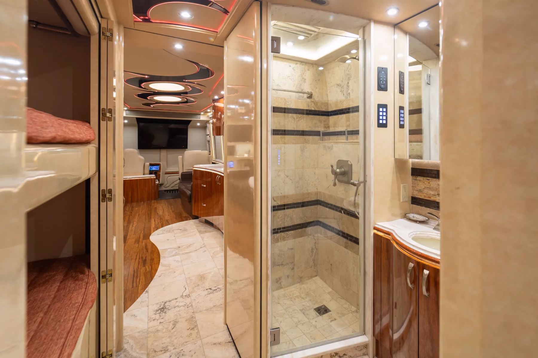 Interior storage area of Marathon Coach 1225