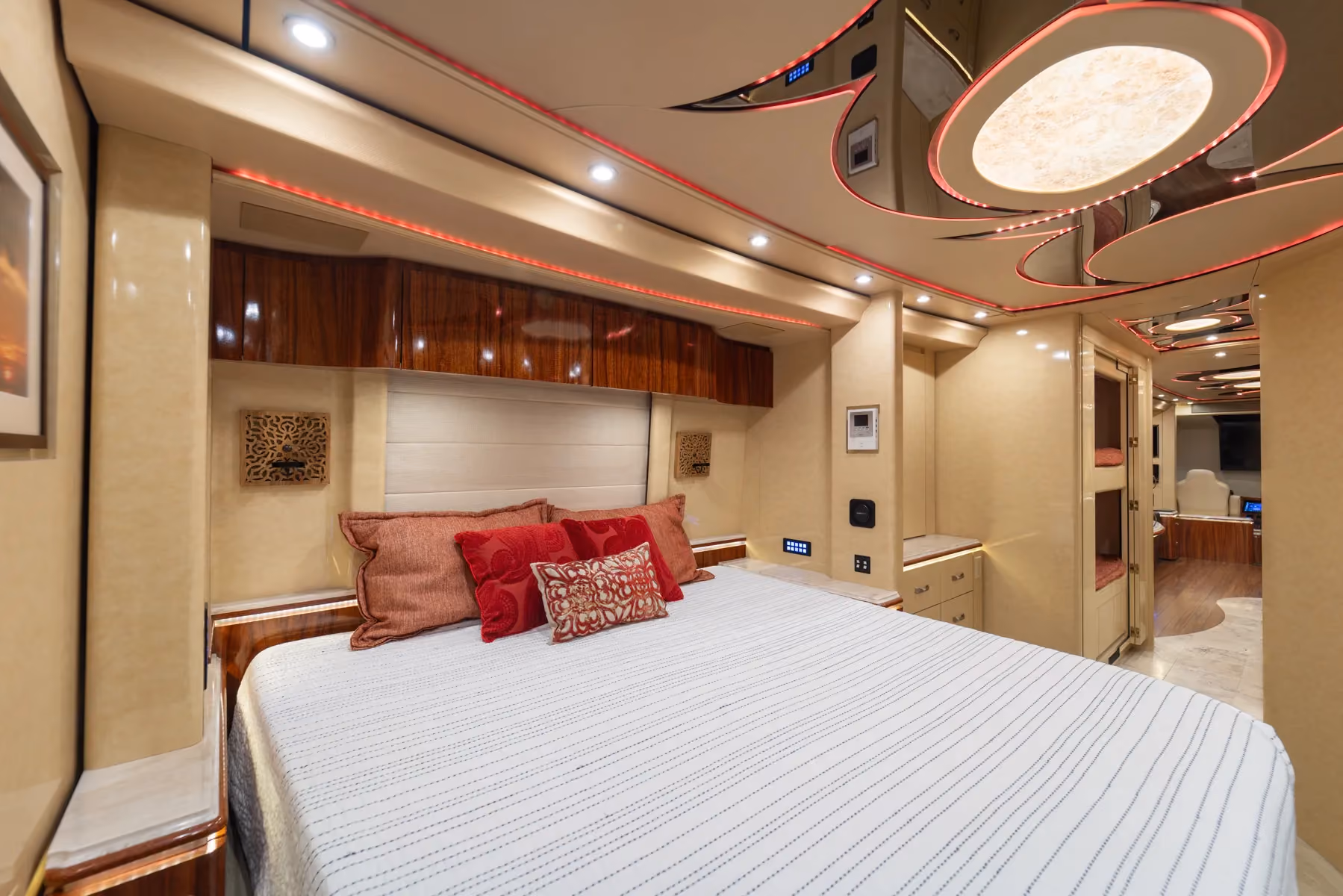 Interior rear bedroom suite of Marathon Coach 1225