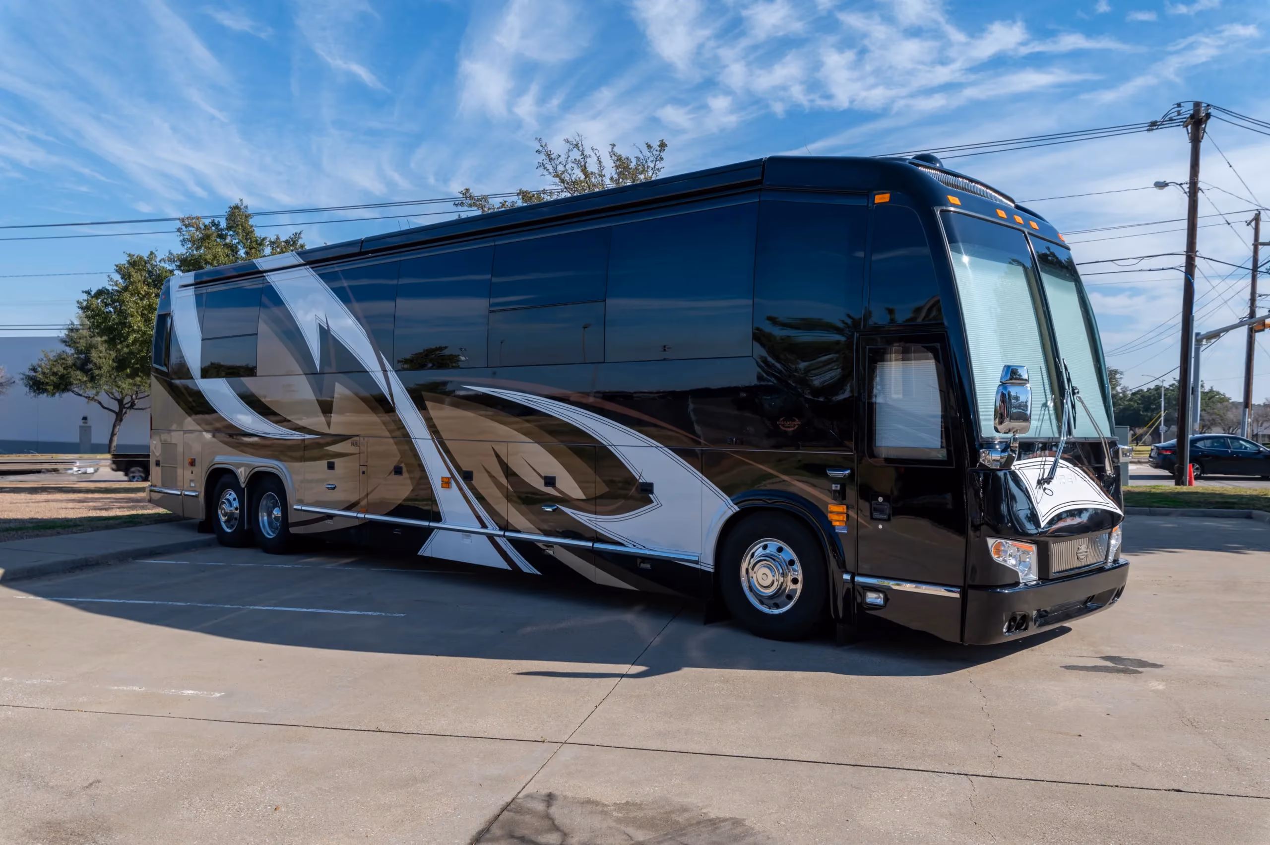 Exterior glamour shot of 2015 Marathon Coach 1219 on Prevost H3-45 chassis