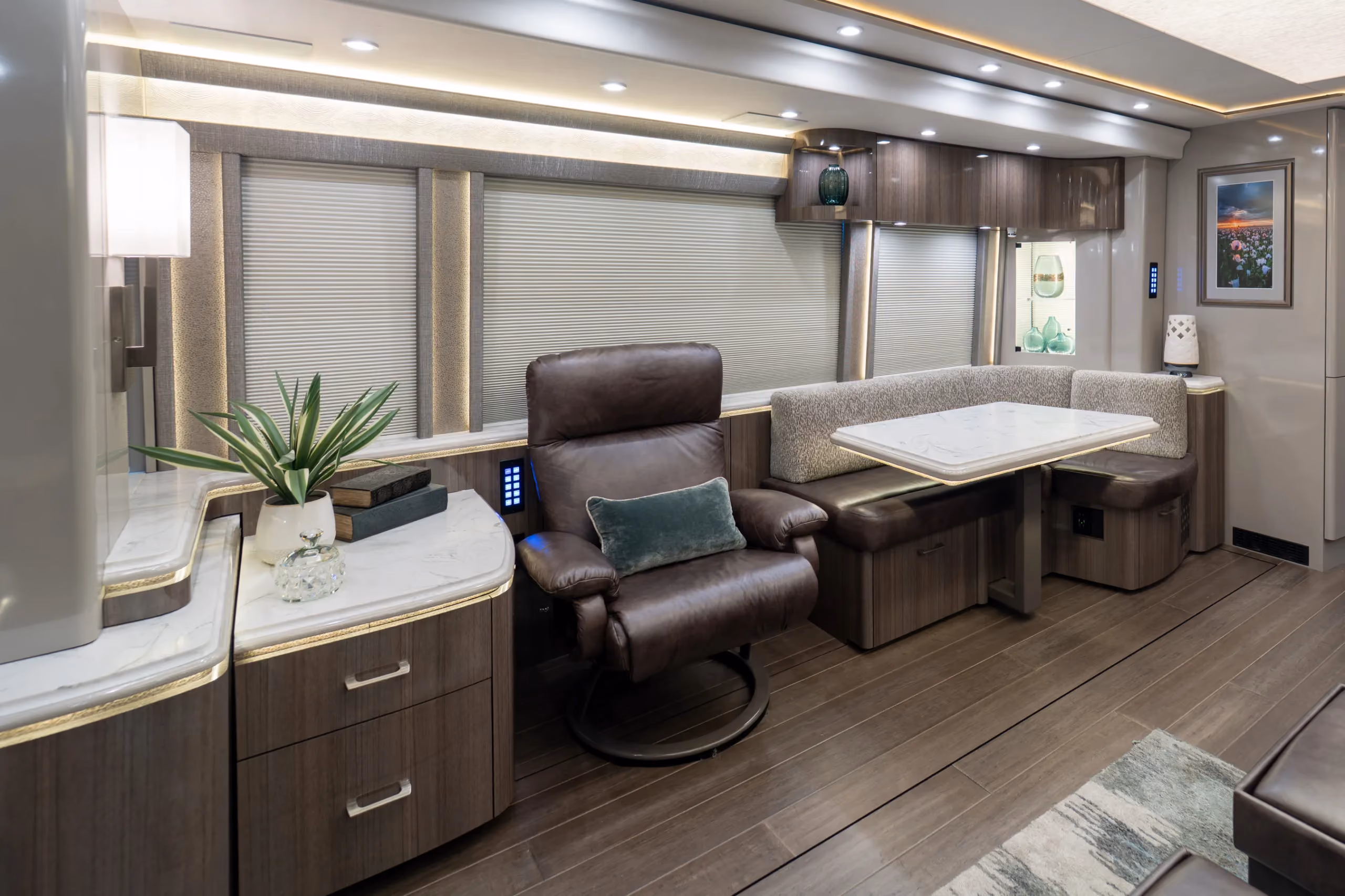 Interior living area of Marathon Coach 1341