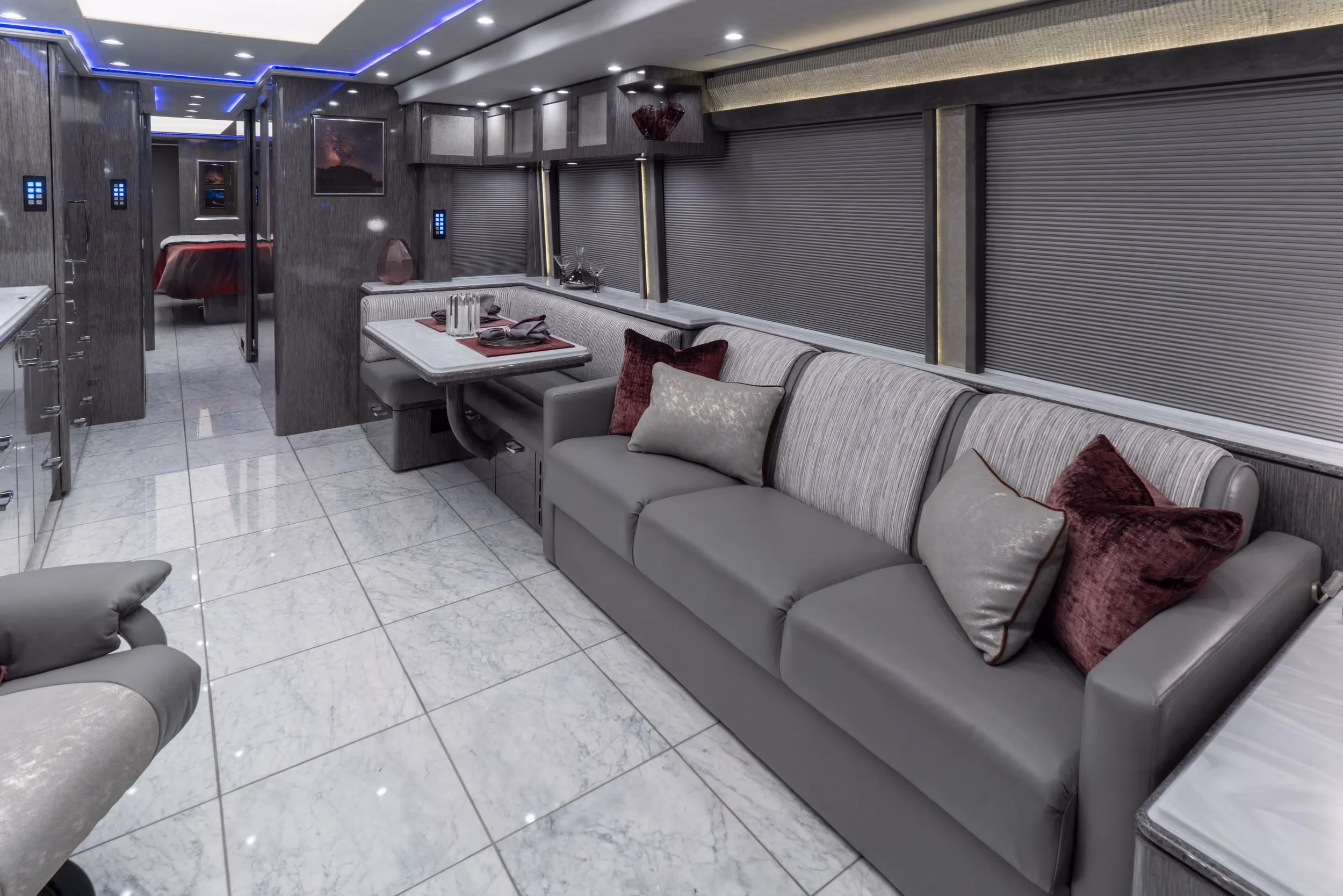 Interior living area of Marathon Coach 1328