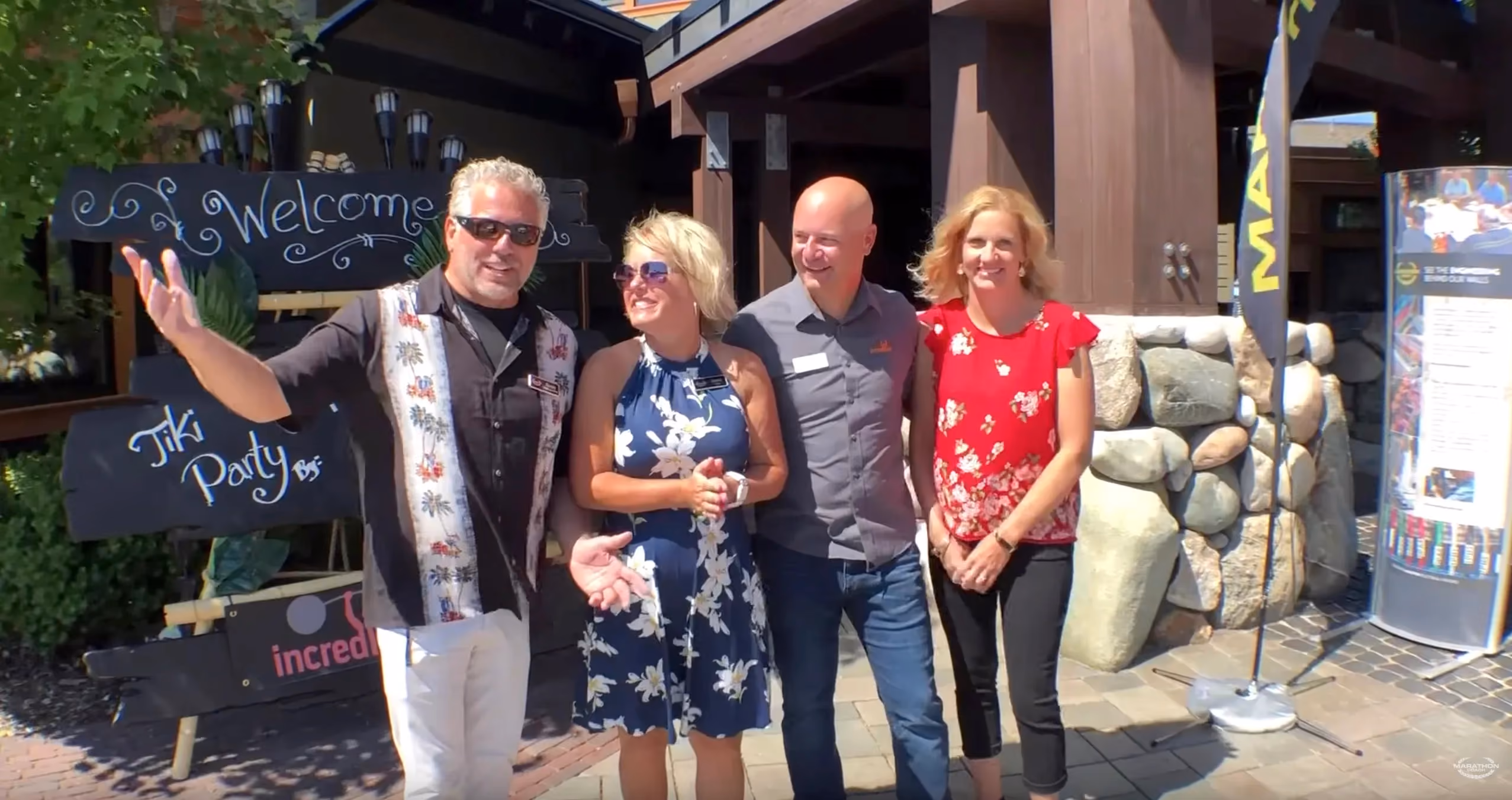 Randy and Dawn join a Tiki party at Hearthside Grove in Petoskey, Michigan