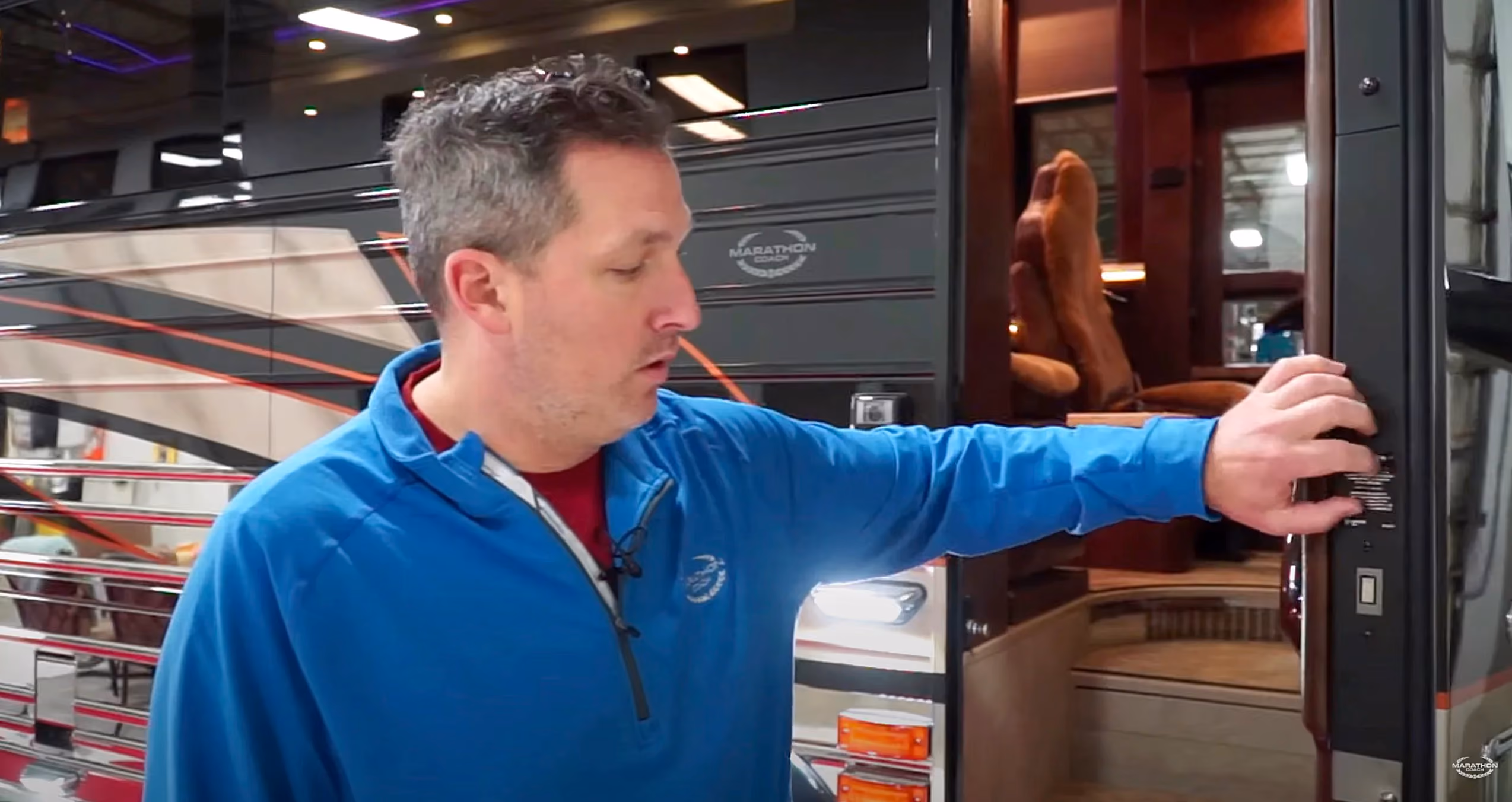 Mal Williams giving a walkthrough of 2021 Marathon Custom Coach #1331