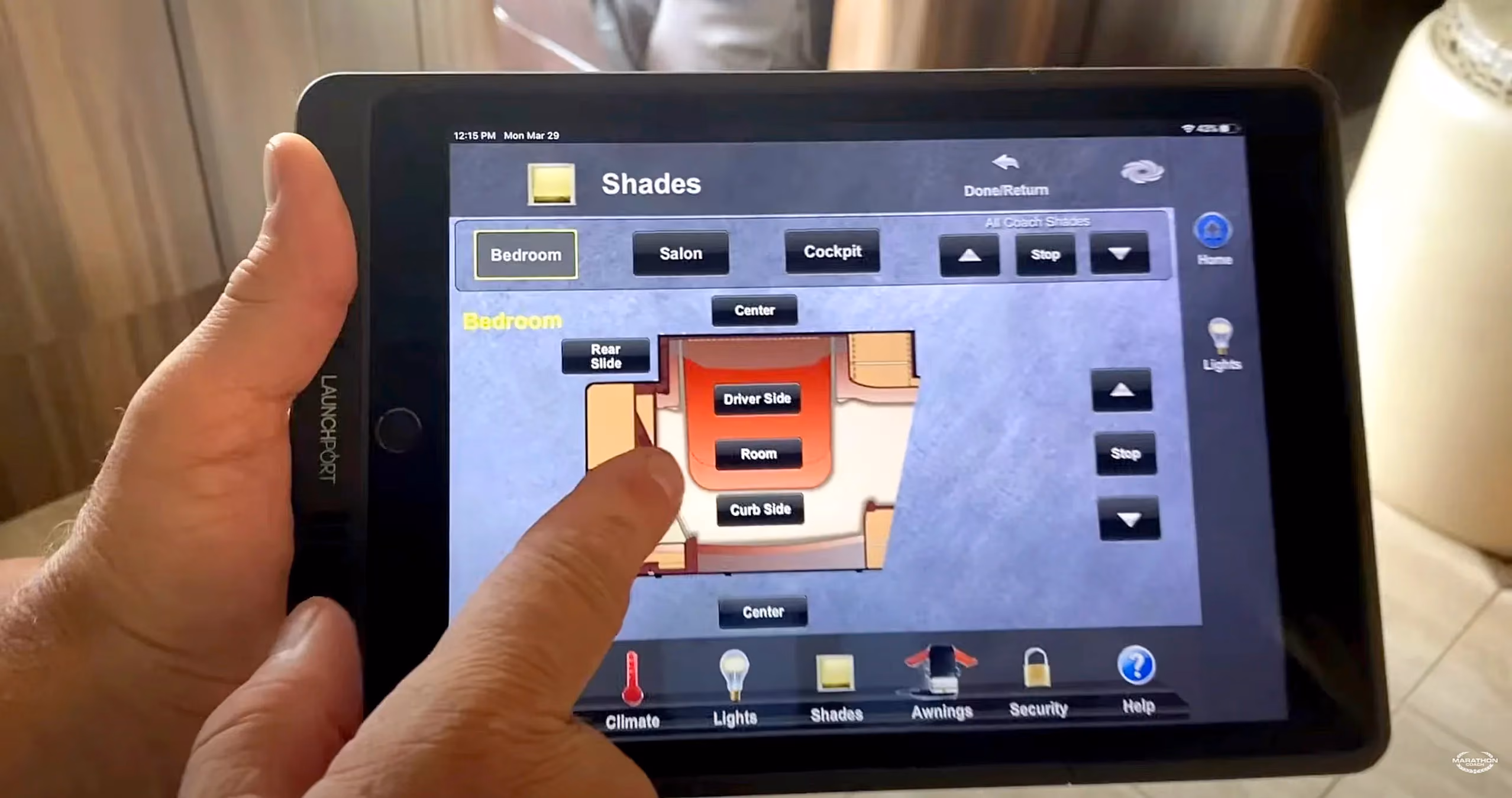Marathon's luxury RV iPad controls