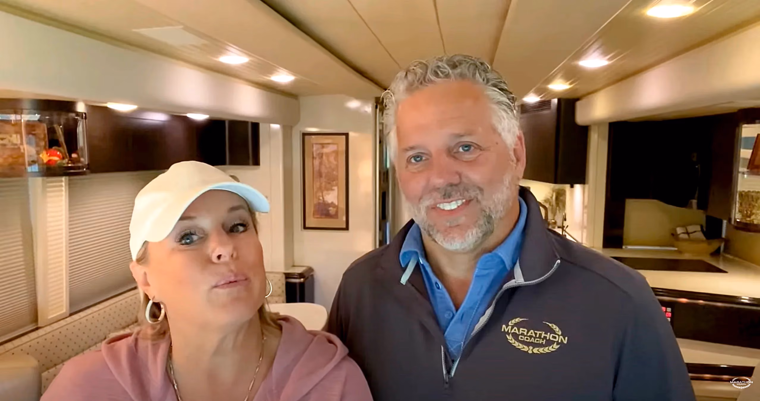 Randy and Dawn as they tour 2009 Marathon Coach 1131