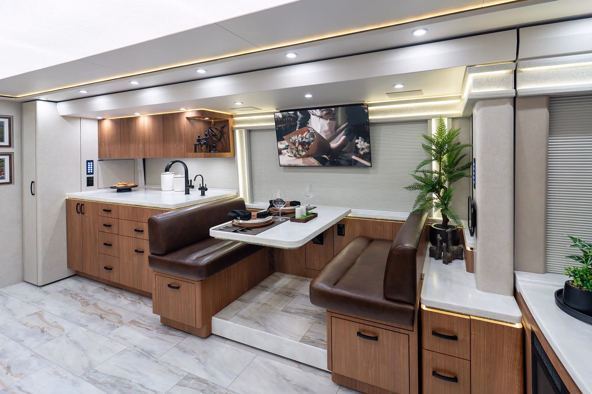 Handcrafted Interior Furniture in a Marathon Coach