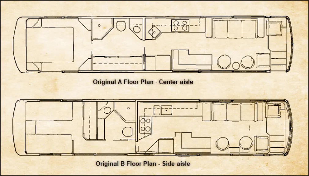 Original floor plans a & B from a Marathon Coach in 1983
