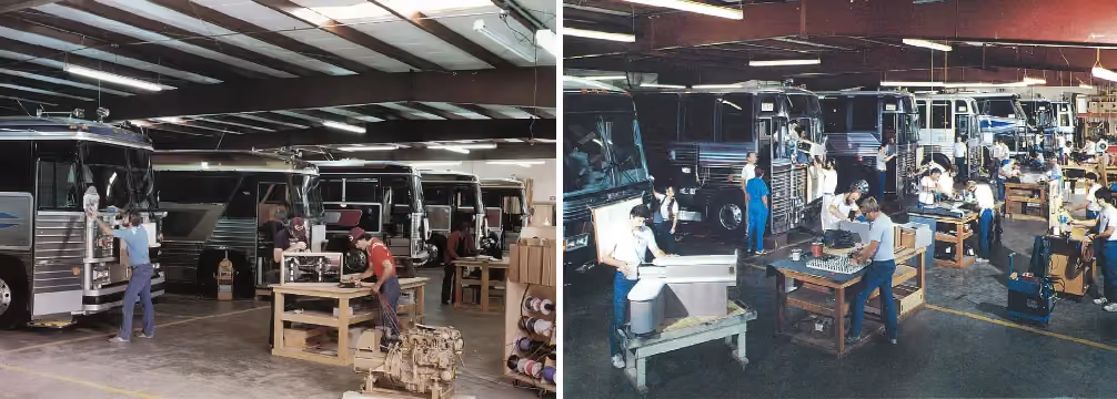 Marathon Coach Production Floor in the 1980's