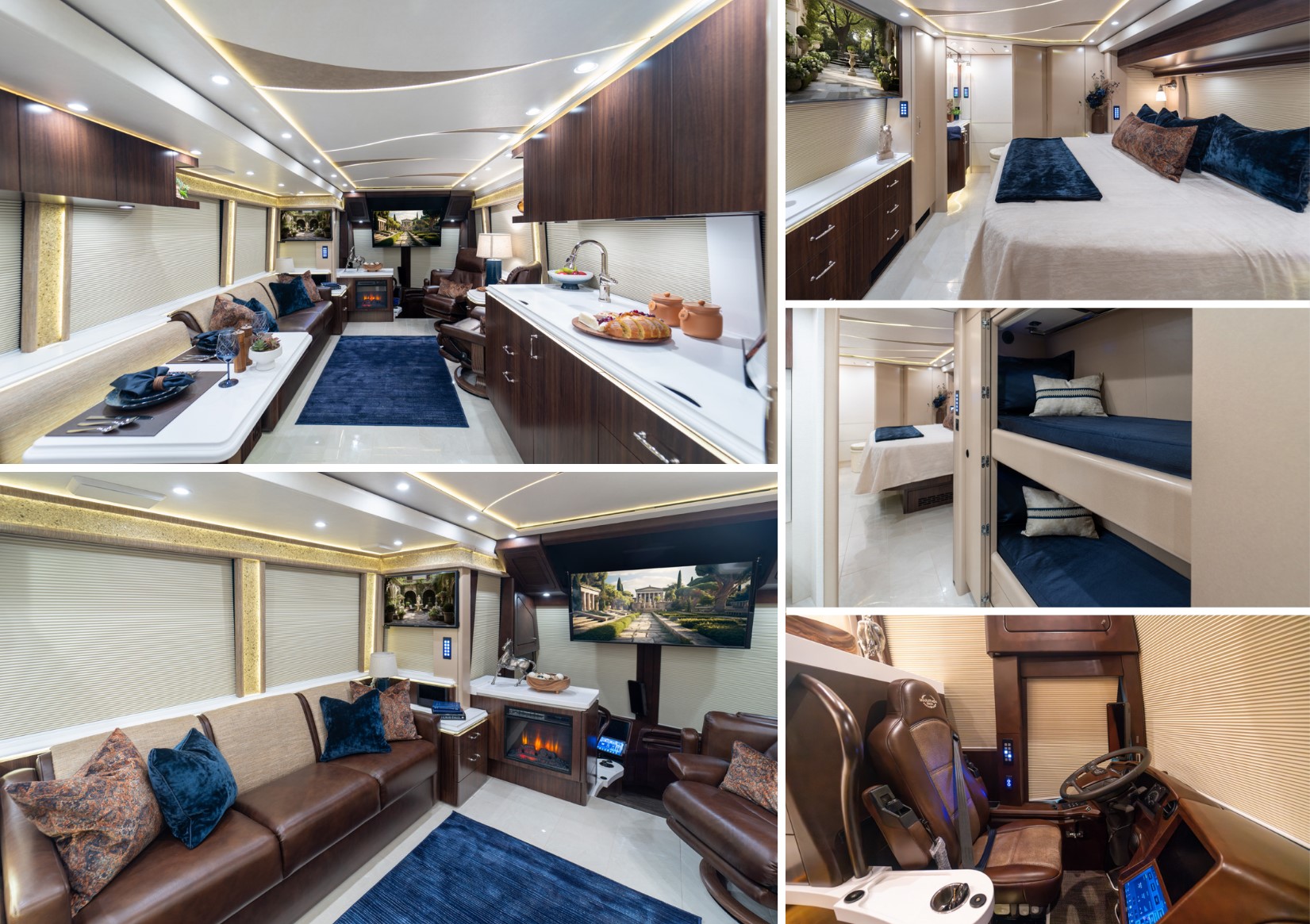 Photo Collage of the Interior of Luxury Marathon Coach 1388