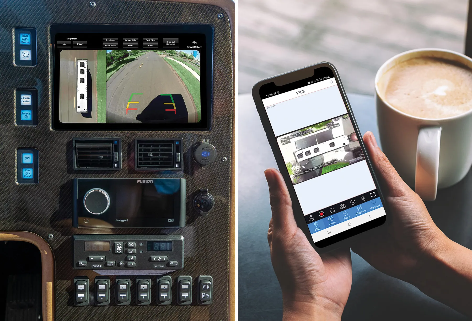 360-degree camera system in a Marathon Coach