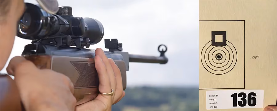 A person shooting a rifle at a gun range