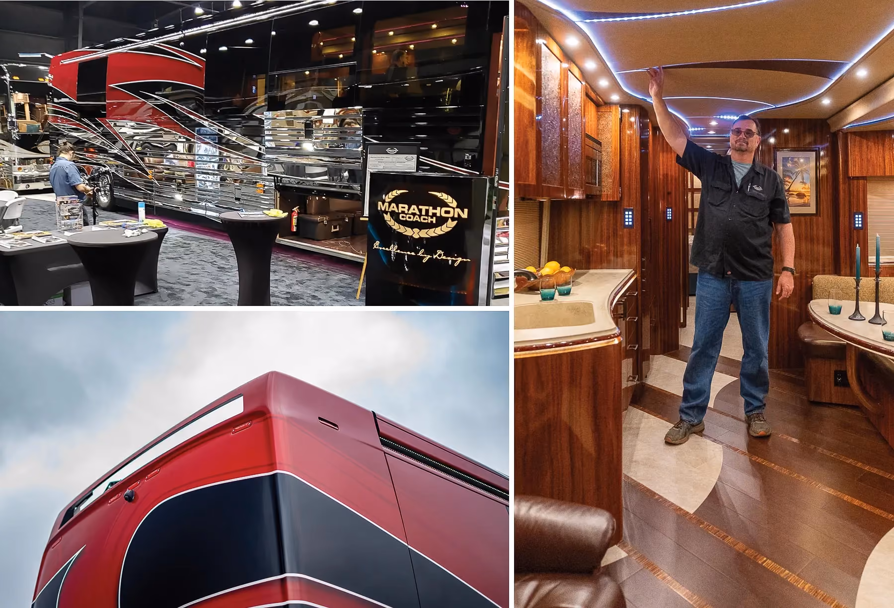 Exterior and interior photos of luxury motorcoach: Marathon Coach 1317