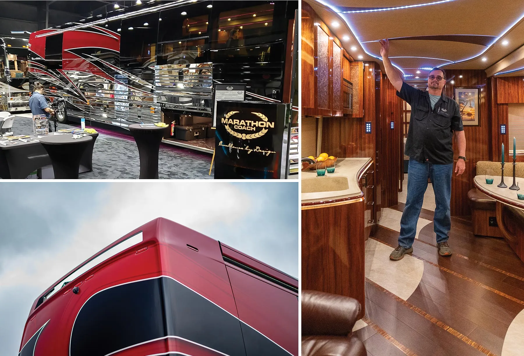 Exterior and interior photos of luxury motorcoach: Marathon Coach 1317