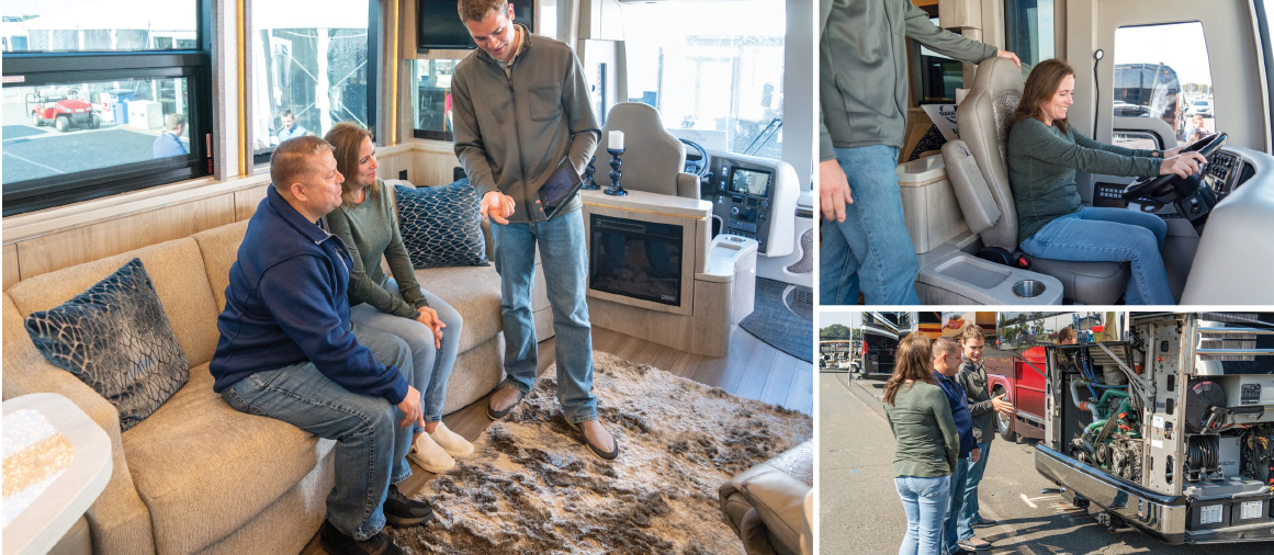 Collin Dietz showing new coach owners the many innovative features of a Marathon Coach